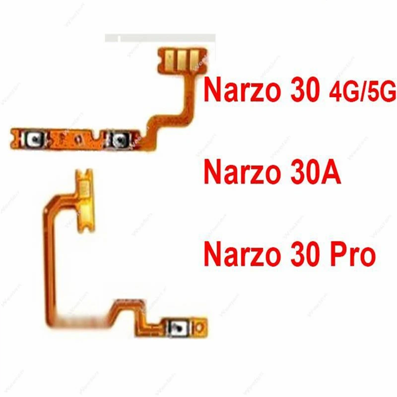 Power Volume Buttons For OPPO Realme Narzo 30 30A 30Pro 4G 5G ON OFF Power Volume Button Flex Ribbon Side Keys Flex Cable Parts