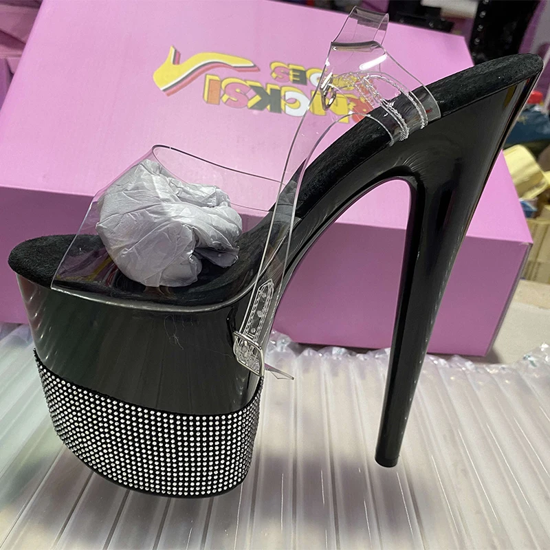 LAIJIANJINXIA nowy 20CM/8 cali PVC Sexy egzotyczny wysoki obcas na platformie damskie sandały buty do Pole Dance L-20-24-2