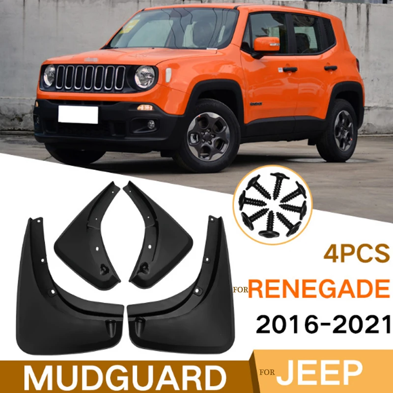 4Pcs/Set Car Mudflaps For Jeep Renegade 2015-2021 Set Mudflaps Splash Guards Mudguards Fender Front Rear Car Accessoires