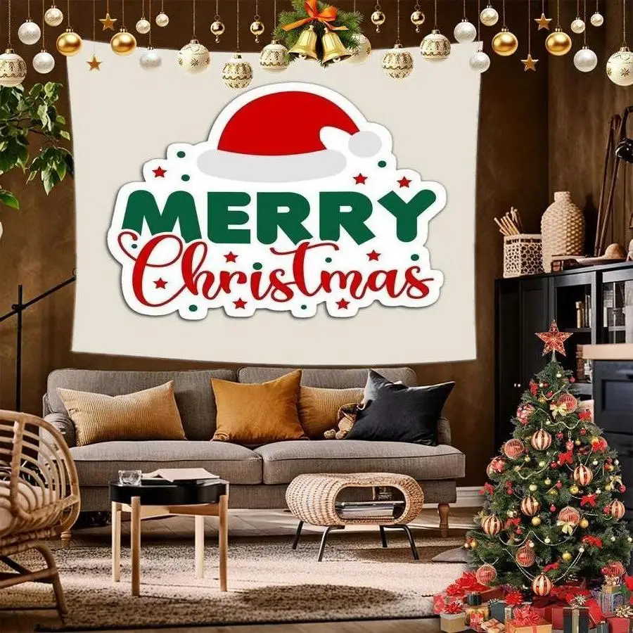 Merry Christmas Wall Hanging Background Cloth Hanging Cloth Bedroom Bedside Decorative Wall Cloth Rental Dormitory Tapestry