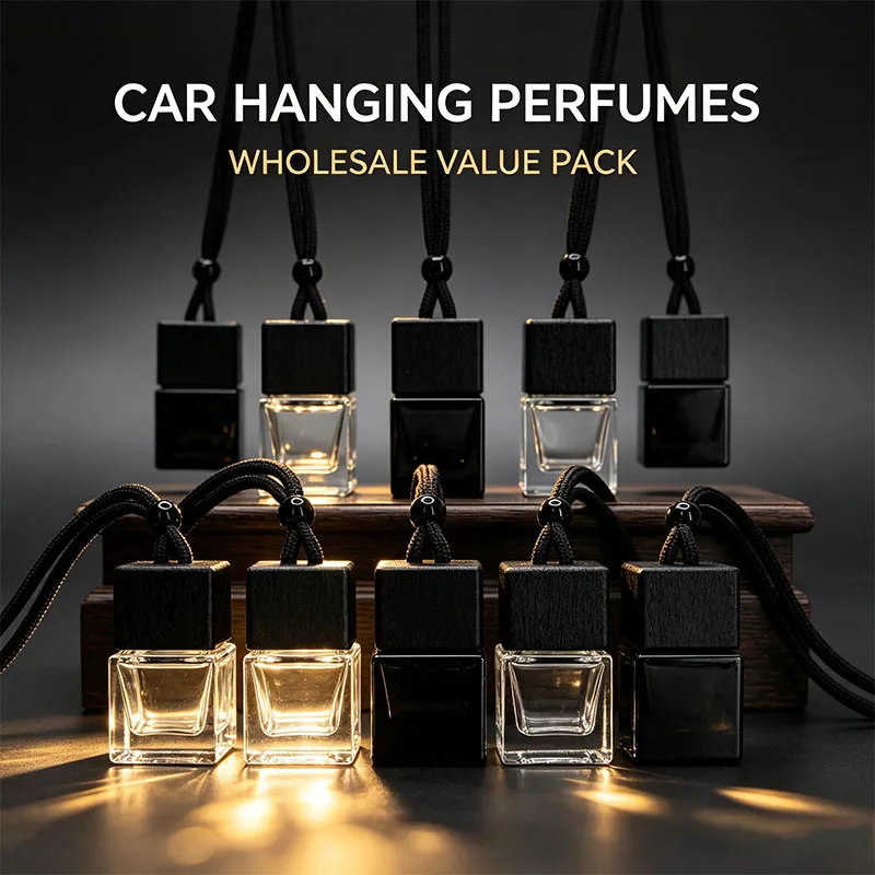 20/30/50PCS Empty Square Black Dyed Cap Fragrance Bottles Car Essential Oil Air Freshener Diffuser Scent Perfume Vail Containers