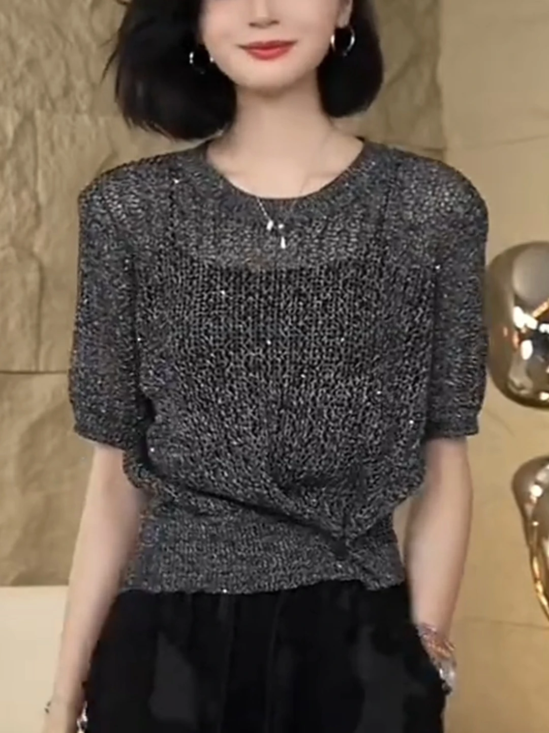 

Fashionable round Neck Short Sleeve T-Shirt Casual Versatile Stylish European Fashion Summer New Arrival for plus Size Women