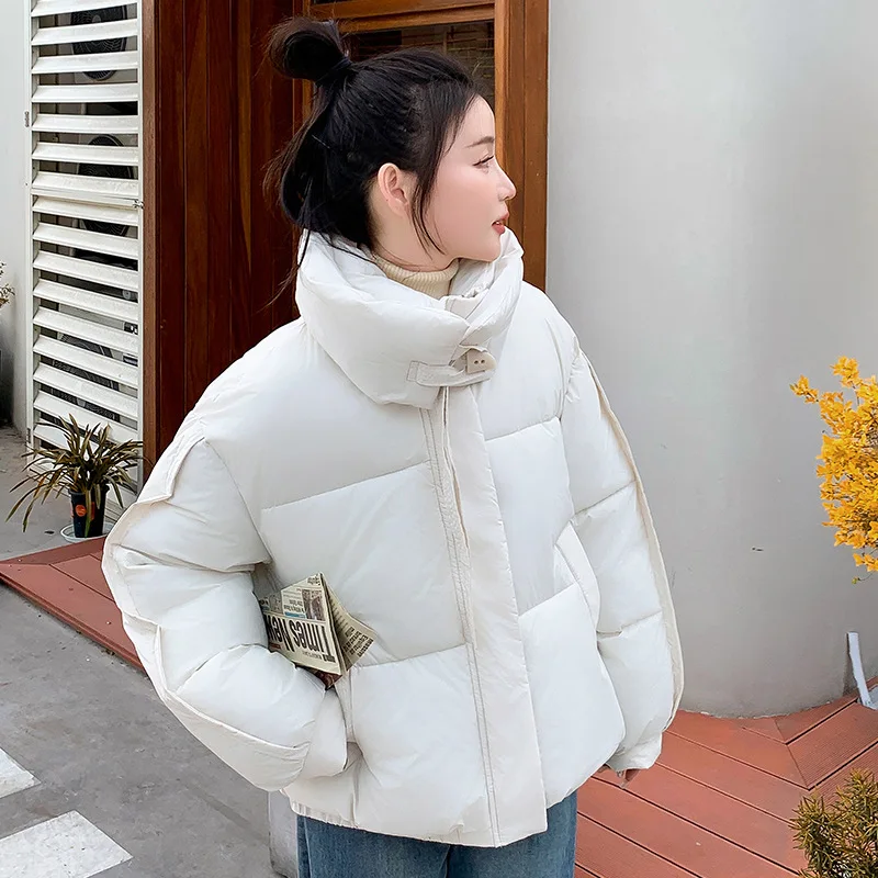 ลงผ้าฝ้ายเบาะCropped Coatผู้หญิงParkas 2025NewฤดูหนาวเกาหลีหลวมThickeปักเป้าแจ็คเก็ตผ้าฝ้ายนักเรียนWarm ...