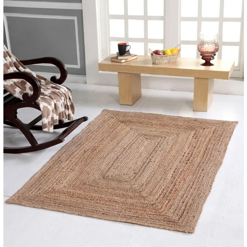 Rug Natural Carpet Braided Jute Area Rug Farmhouse Rustic Look Area Rug