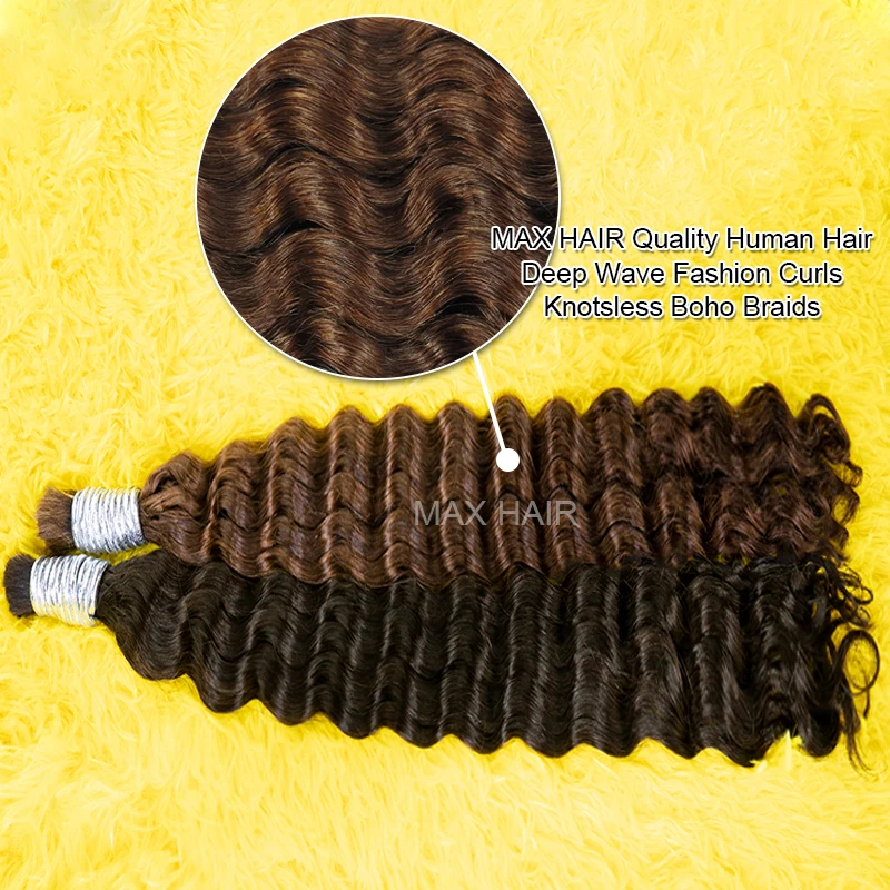 Bundles brésiliens de cheveux Remy bouclés pour tressage, vague profonde, extensions de cheveux humains, sans trame, noir naturel, en vrac