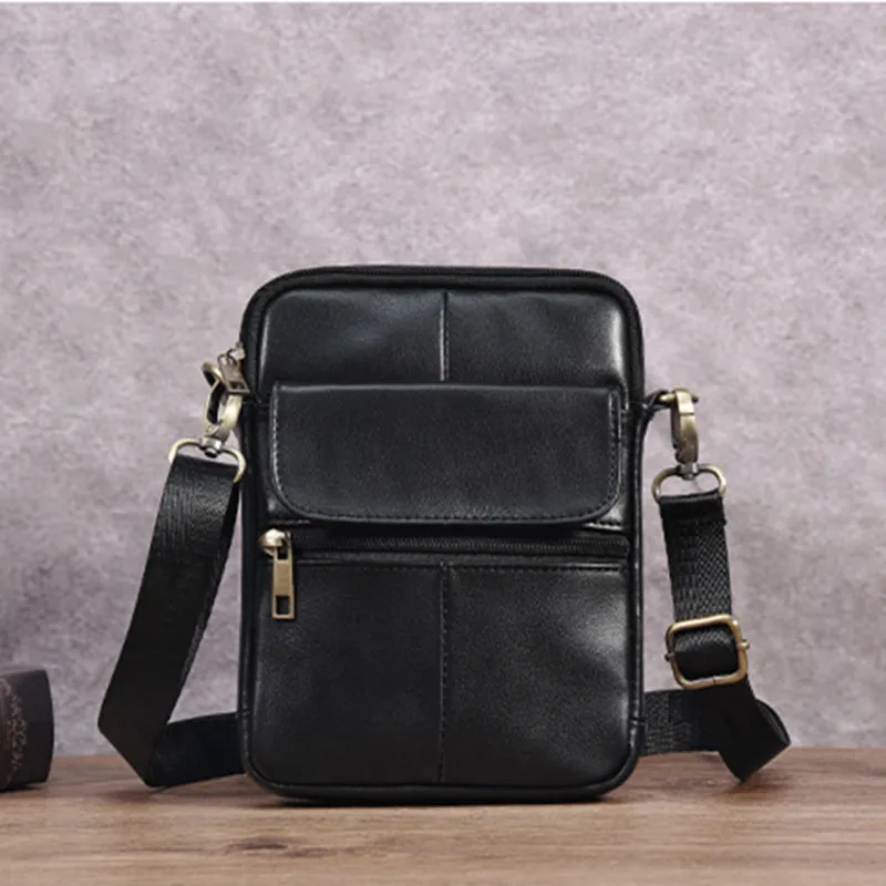 

Genuine leather men's shoulder messenger bag casual cowhide phone bag vintage male crossbody bag