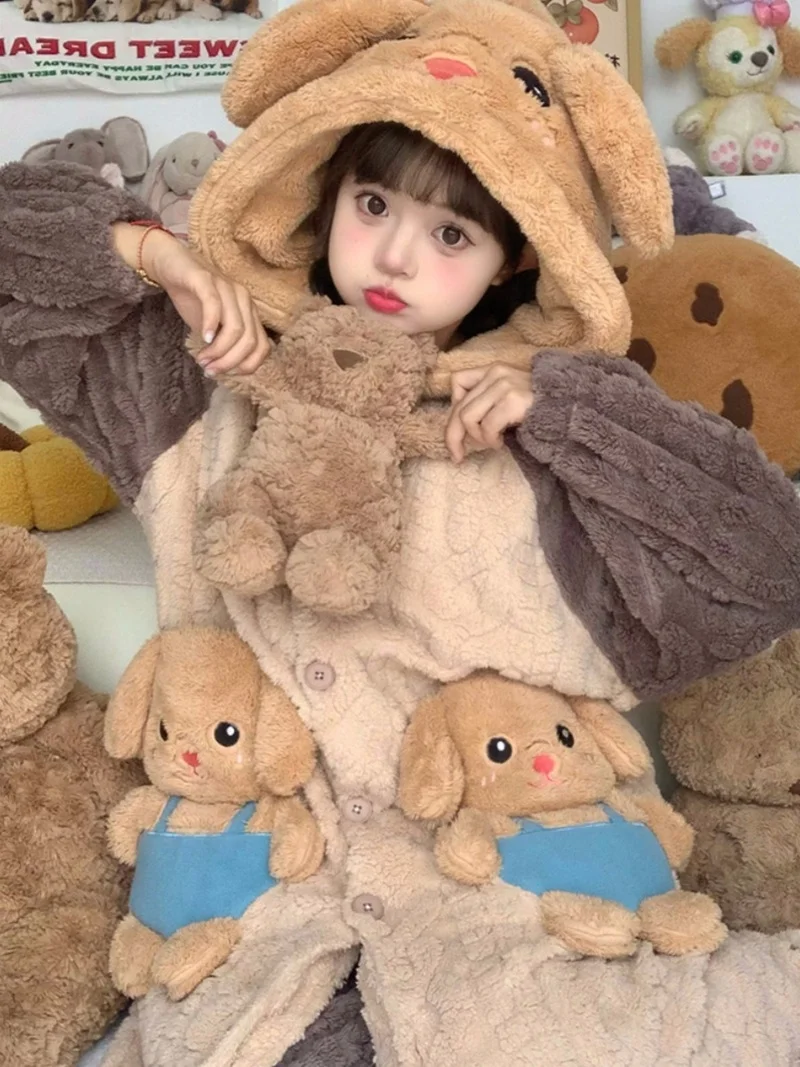 

2024لیel Poodle пара пижам женские зимние коралловые бархатные утолщенные плюшевые халаты зимняя королева юбка для кровати украшение дома пара