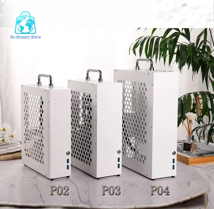 White P02 P03 P04 Portable  Small Case with Handle FLEX Power Supply High Graphics Card Desktop Case