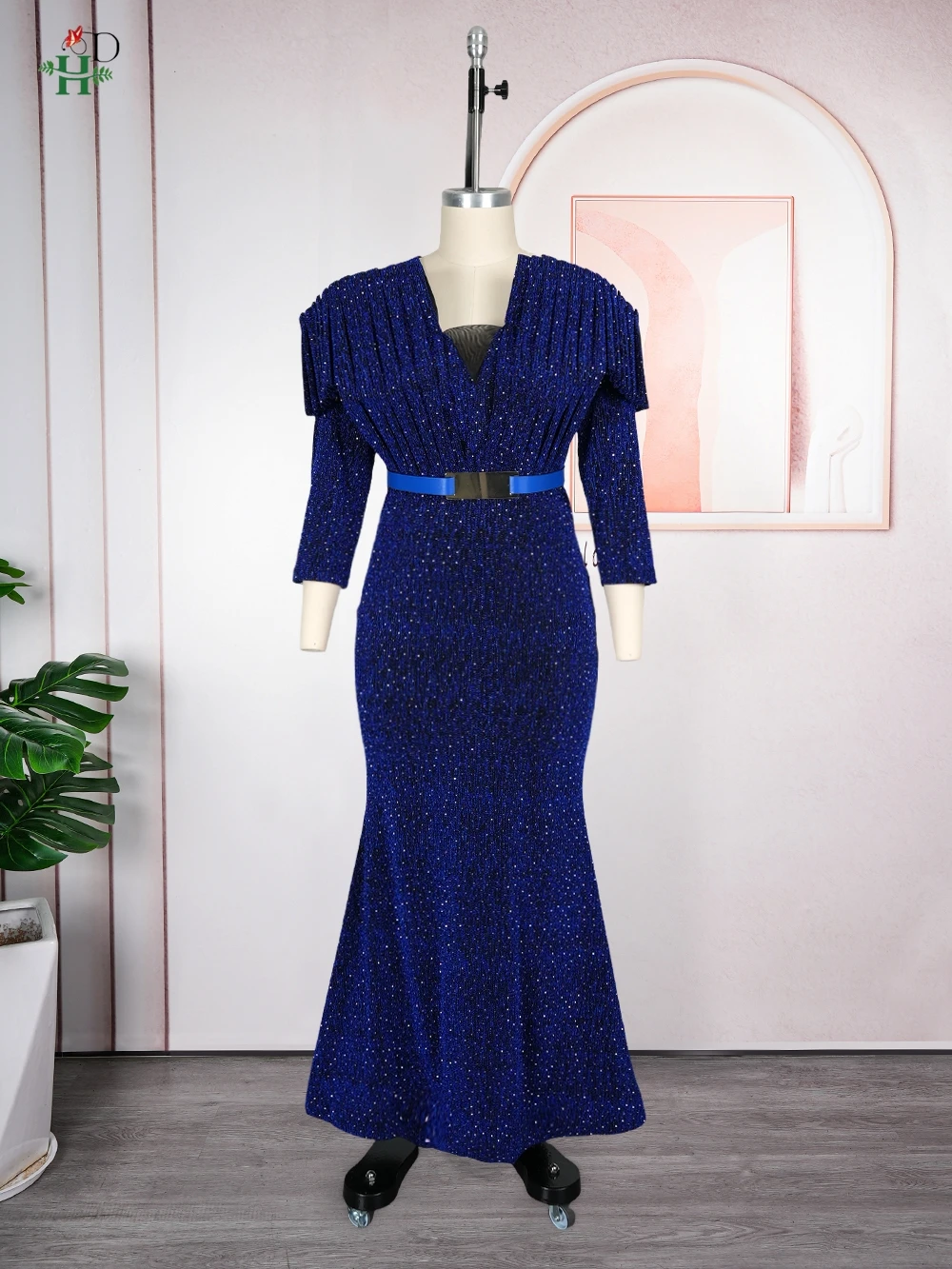 فستان أفريقي جديد للنساء مقاس كبير فستان تركيا برقبة على شكل V مطوي على الكتف حورية البحر فستان ماكسي لحفلات الزفاف رداء أفريقيا