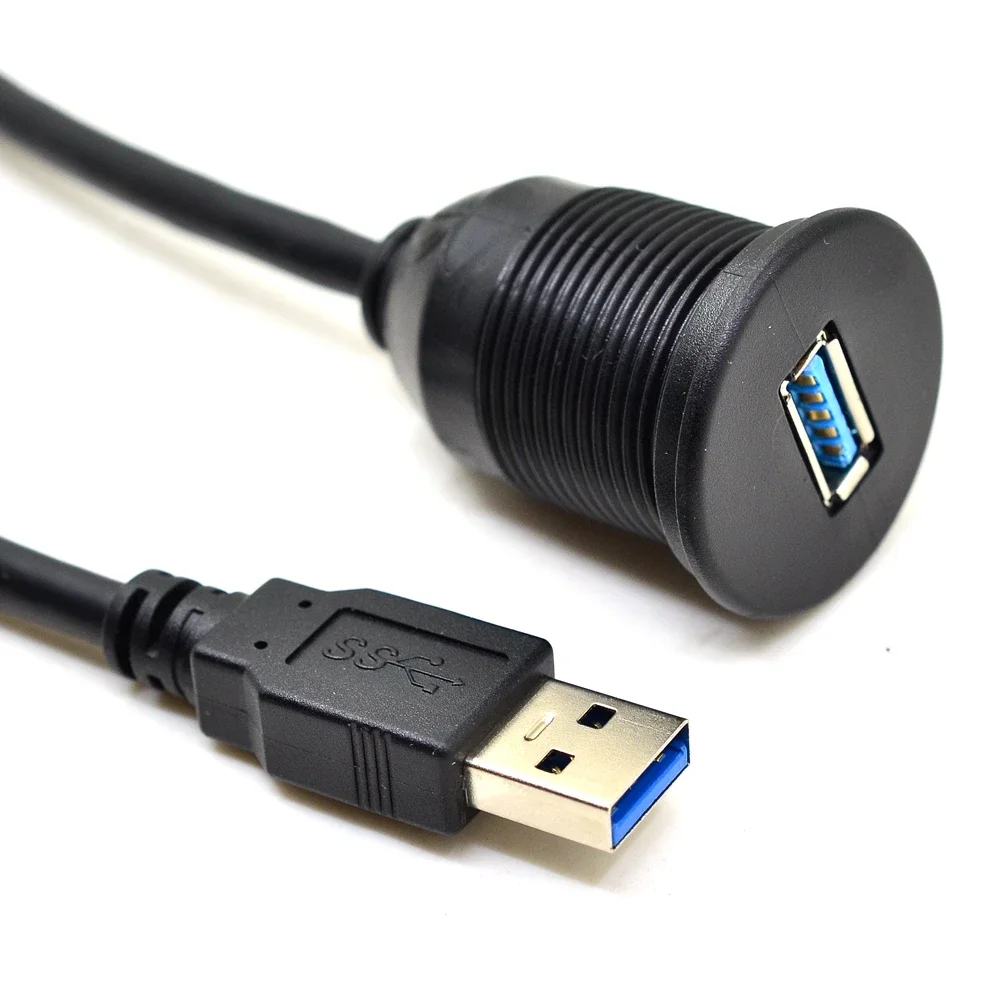 Cavo di prolunga per montaggio su auto da incasso USB 3.0 AUX da 3 piedi per pannello cruscotto moto barca camion auto 1M
