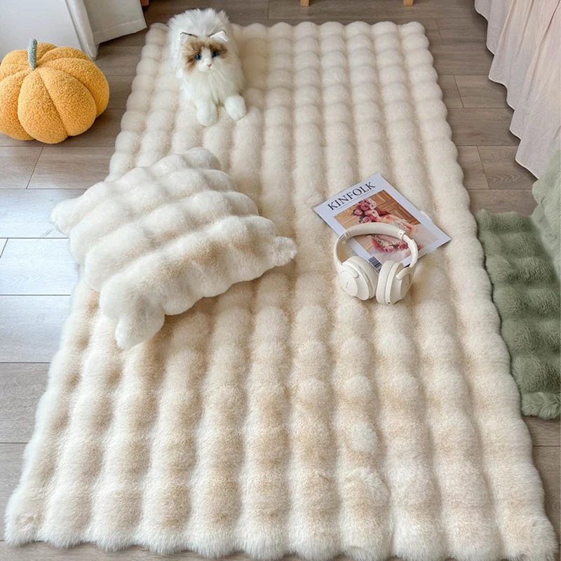 Bubble Plush Carpet For Home Decor Imitation Rabbit Hair Balcony Cushion Kids Living Room Faux Fur Rug Girl Bedroom Foot Mat