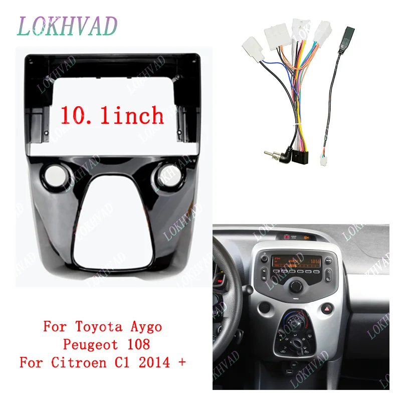 For Toyota Aygo Peugeot 108 Citroen C1 Radio Dashboard Kit Car Stereo Cloth Player Frame GPS Navigation Installation Frame