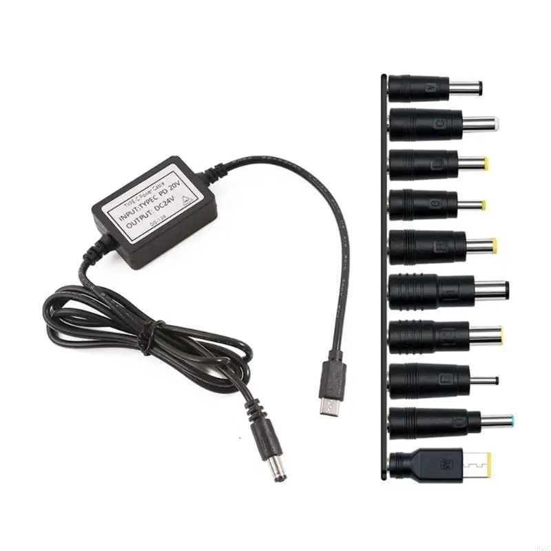 96GF كابل الطاقة فولتية قابلة للتعديل محول الطاقة مع نصائح محول قابلة للتبديل PVC ملمس لعشاق التكنولوجيا