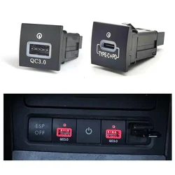 12V/24V Quick Car Charger Socket Cigarette Lighter QC3.0 PD USB Interface Adapter For Volkswagen Jetta 5 MK5 Scirocco Golf 06-12