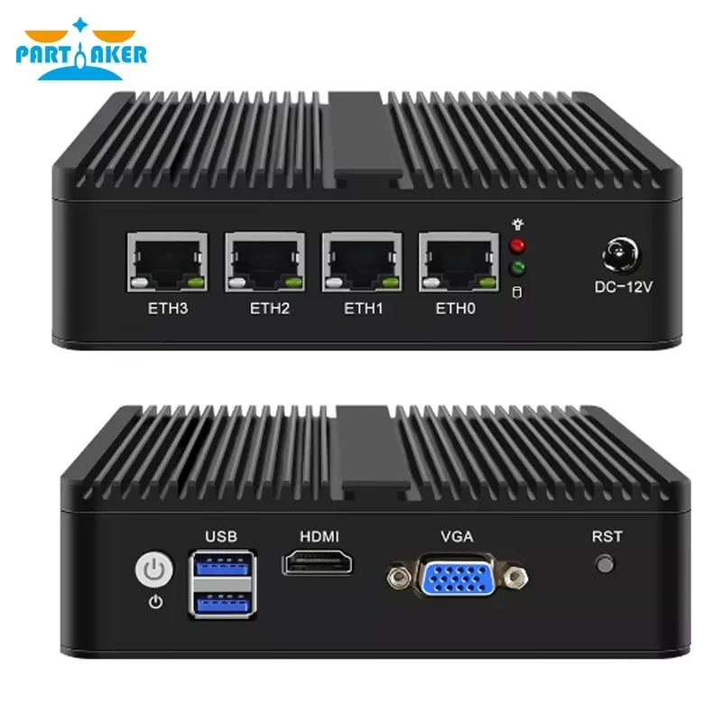 

Безвентиляторный мини-ПК-маршрутизатор Celeron J4125 N4000 N6000 4-портовый 2 5G LAN Intel i226 Поддержка pfSense OPNsense OpenWRT Брандмауэр