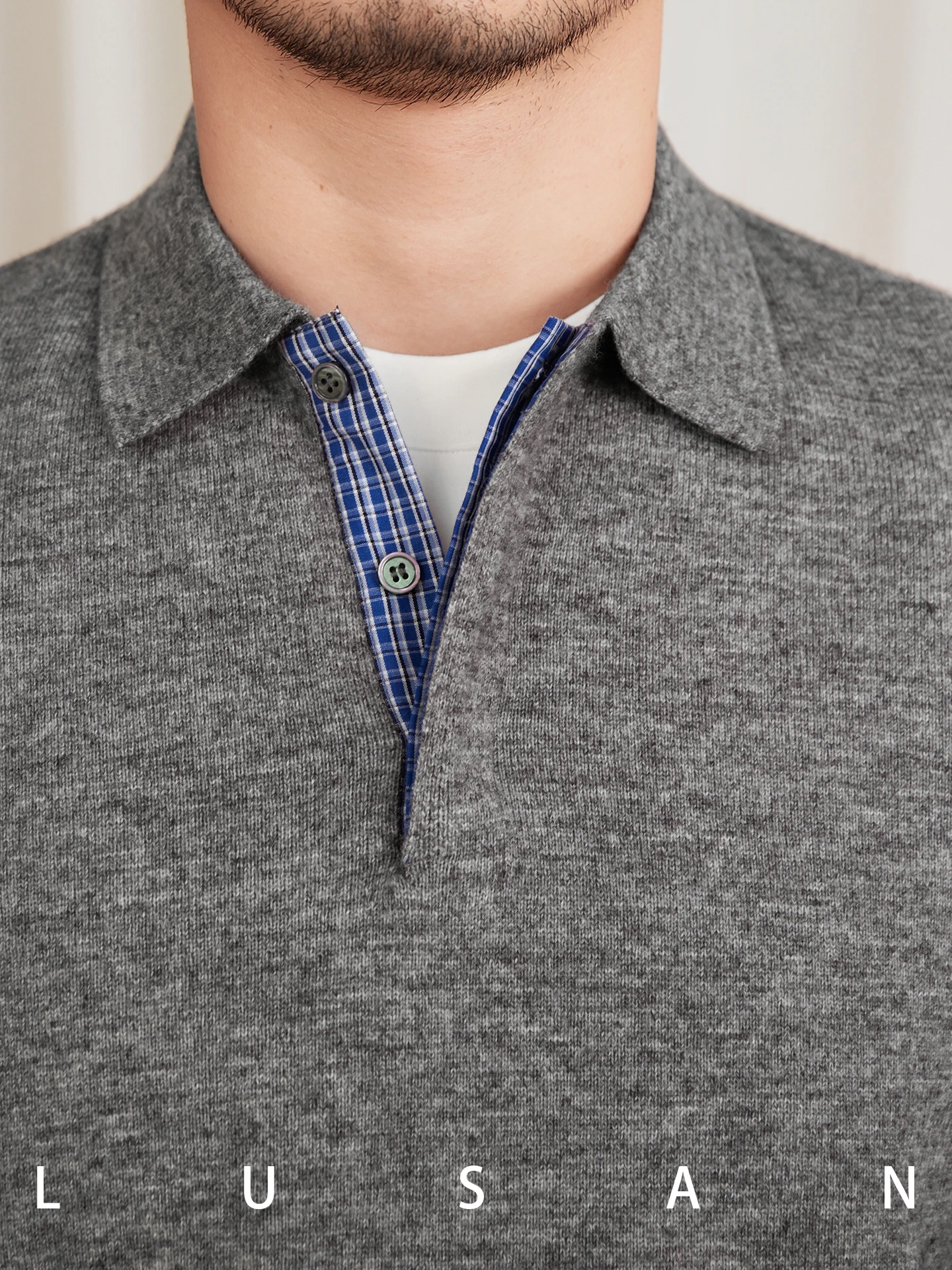 High-End Autumn Wool Blended British Retro Commute Leisure Woven T-shirt Trendy Men