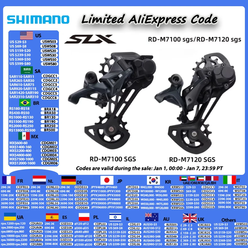 SHIMANO SLX M7100 M7120 Rear Derailleur 12 Speed MTB Long Cage SGS Cycling For Mountain Bike For CS-10-45T/51T Original Shimano