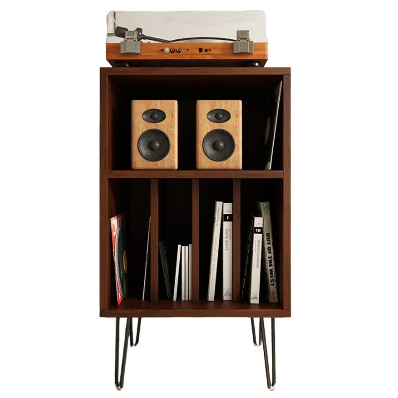 Black vinyl record cabinet storage rack, solid wood sound cabinet, magazine cabinet, walnut sofa side cabinet, corner cabinet