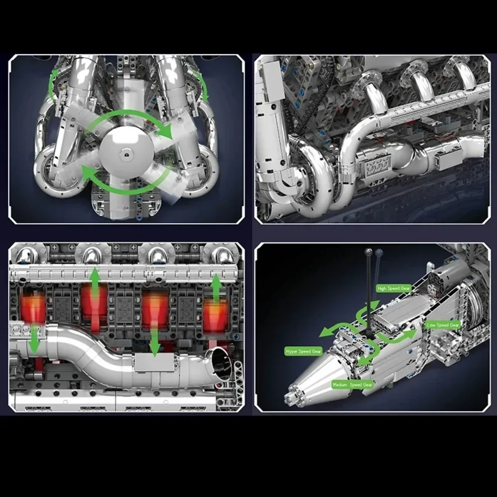 V8 Motor W16 Tmin-Turbo Mould King Technisches Auto Spielzeug Die motorisierten Bausteine Montage Ziegel Modell Kinder Sammlung Geschenke