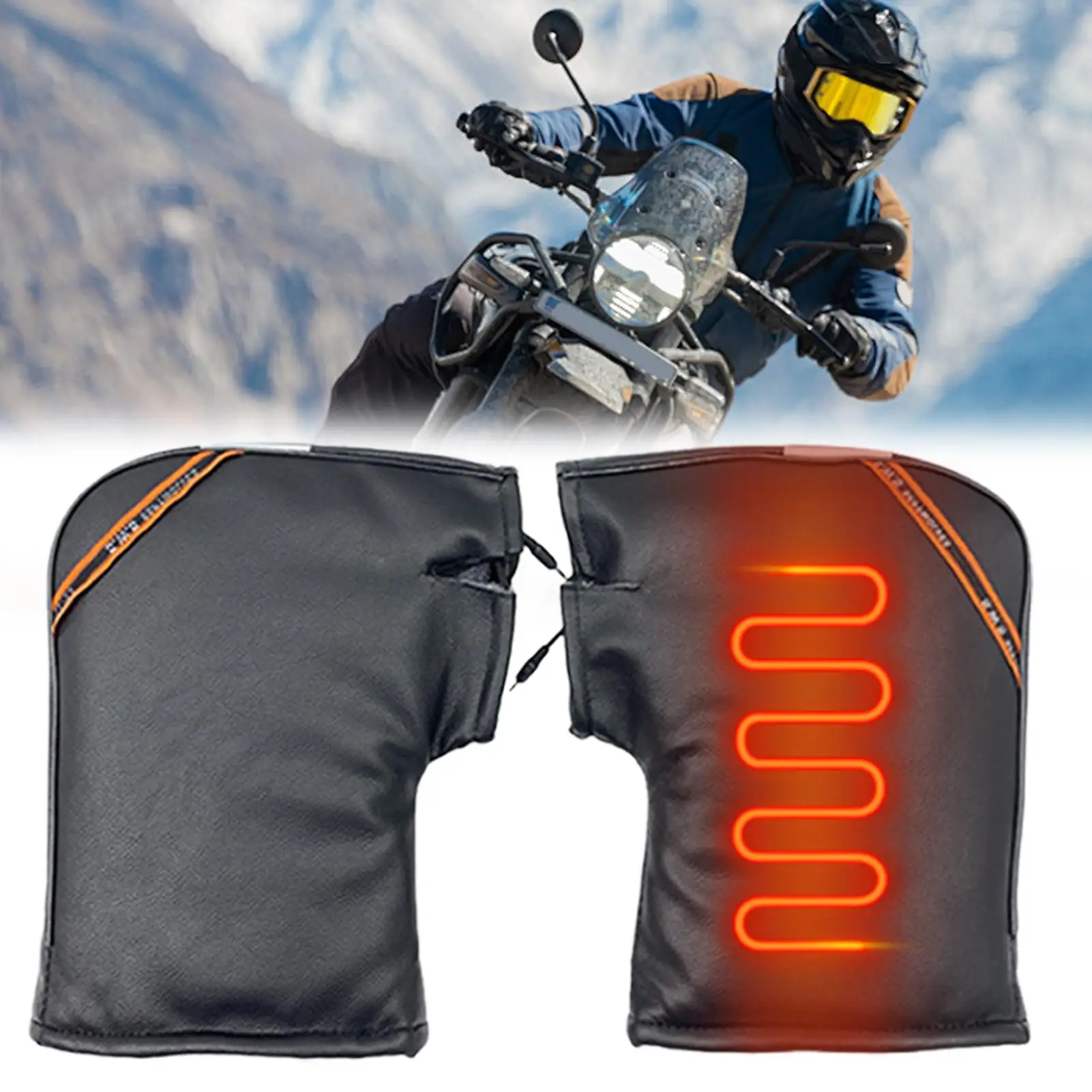 

Motorcycle Handlebar Mittens 12V Waterproof Heated Warm Muffs Motorcycle Handle Warmers for Riding Commuting Daily Winter Sports