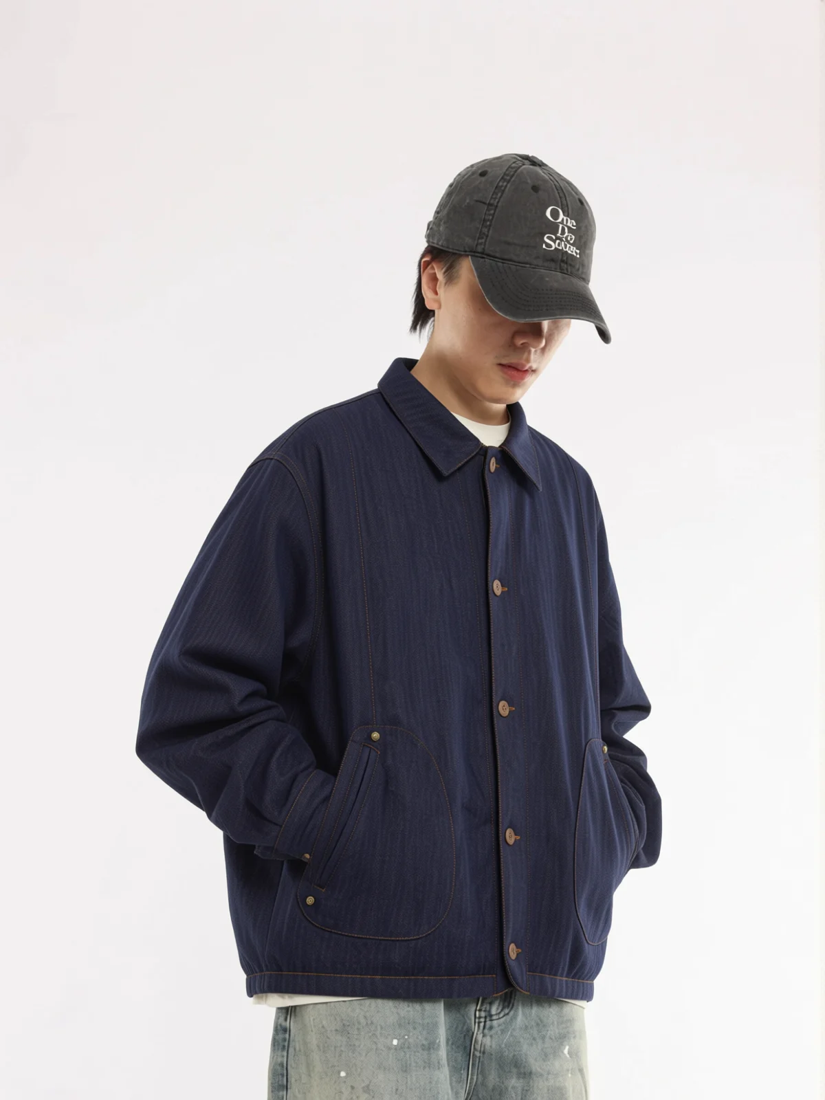 Loose Casual Men's Denim Jacket Cotton Coat  Style Autumn Winter Japanese Retro Brand Cityboy Original Color Outerwear