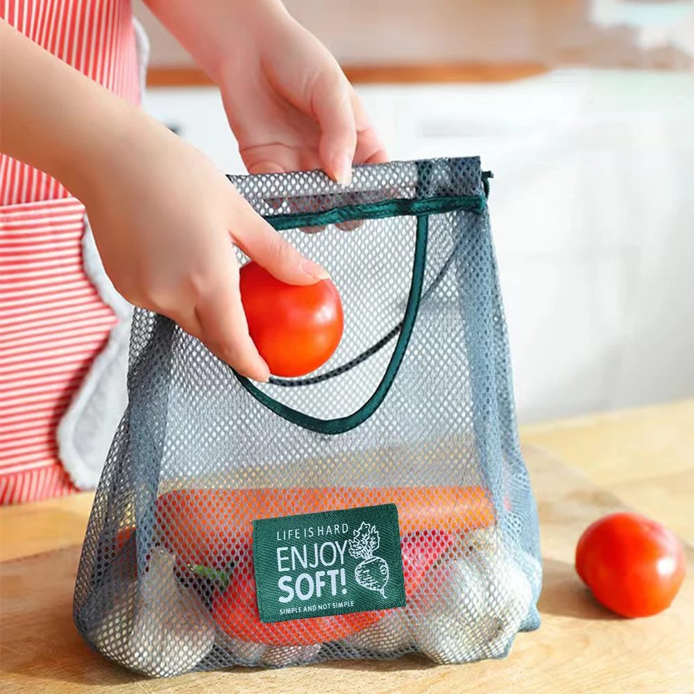 

Reusable Shopping Bags Kitchen Hanging Mesh Bag Vegetable Fruit Storage Tote Breathable Mounted Garlic Net Bag Organic Organizer