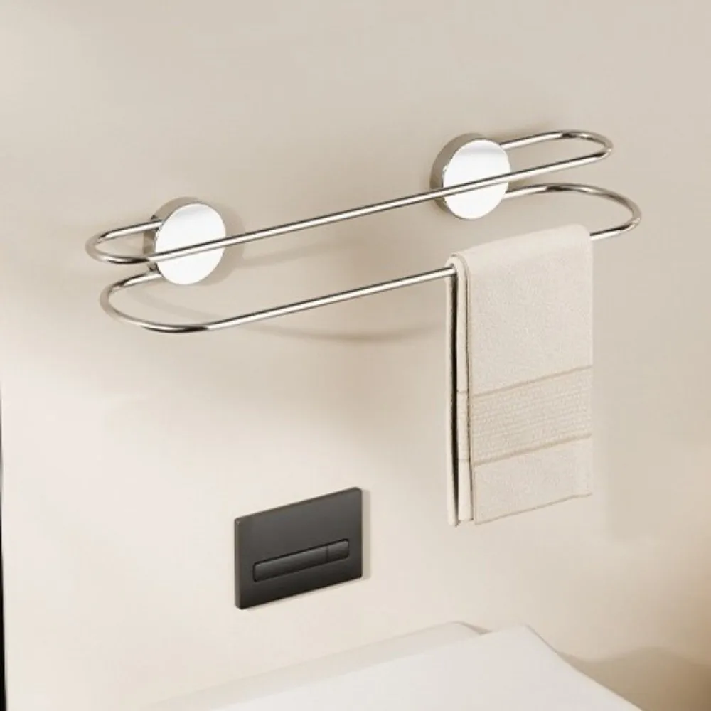 

Wall Mounted Suction Cup Towel Rack Corrosion-Resistant Rustproof Bathroom Storage Rack No Punching Space Saving