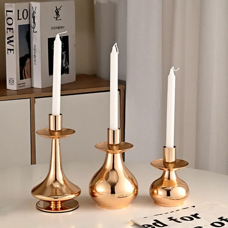 3Pcs Set Romantic Gold European Candle Holder – Luxurious Table Centerpiece for Home Dining, Wedding & Party Decor