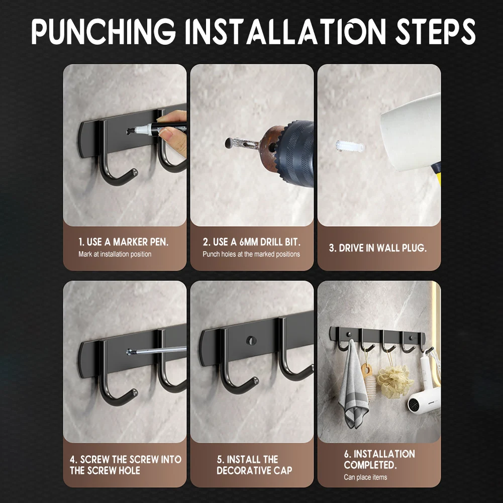 Multifunctional Punch-Free Metal Wall Hook Waterproof Multi-purpose Wall Hook Kitchen Accessories