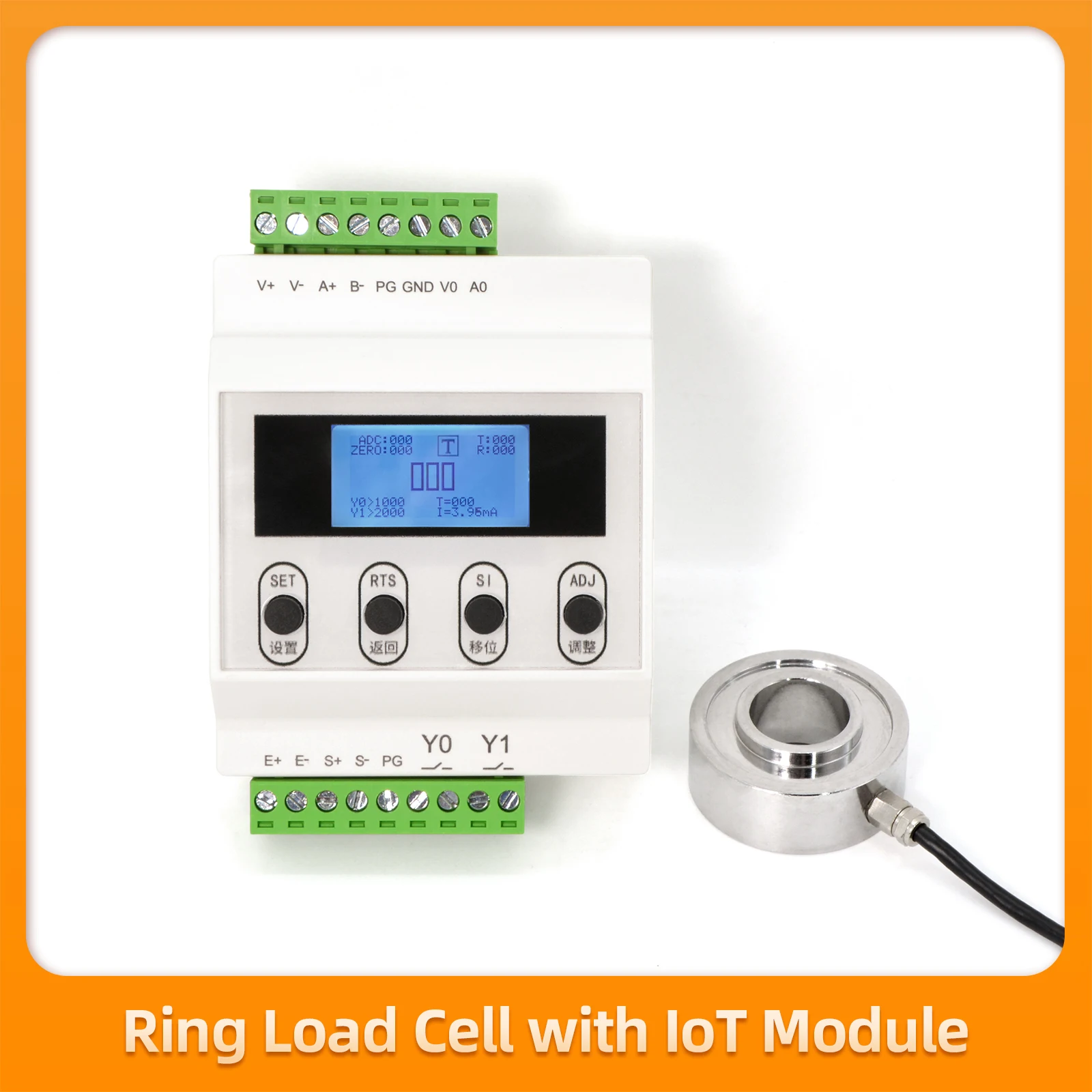 Ring force Load Cell Sensor with Transmitter,Analog output 4-20mA 0-10V Test Tension and Compression,Amplifier,Stainless Steel