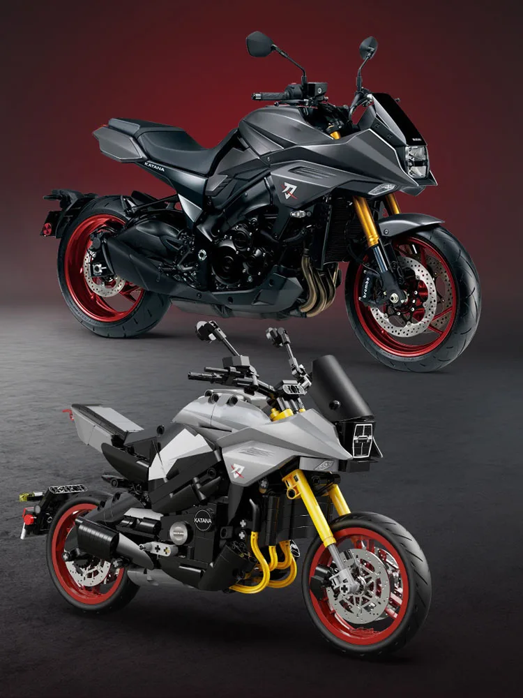 Technischer Japan-Motor-MOC-Baustein, Maßstab 1:6, 2022 Katana-Motorrad-Konstruktionsmodell, Bausteine, Spielzeug, Sammlerstück, ideal als Geschenk. – Detail 2