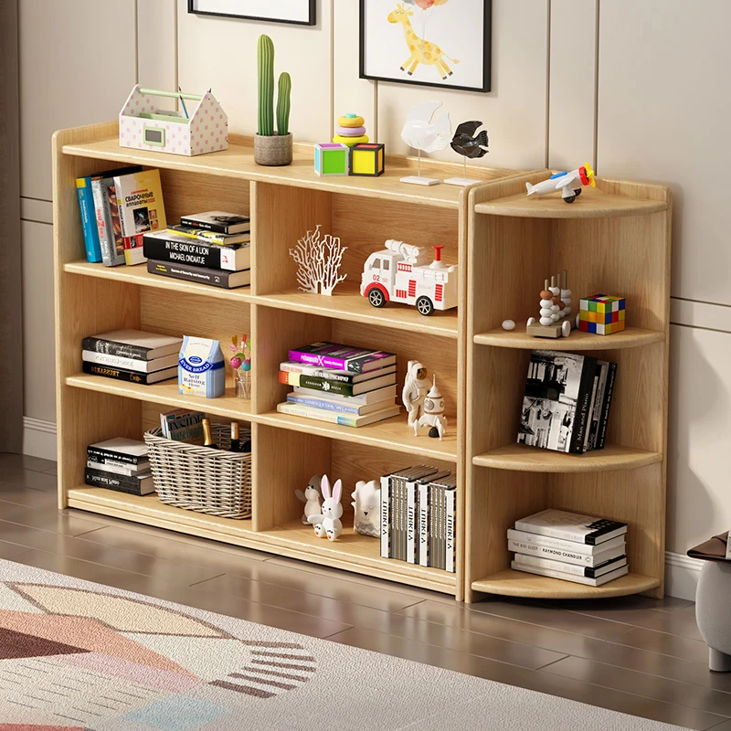 

Modern simple lattice solid wood bookshelf floor-to-ceiling living room home children's reading bookcase solid wood storage rack