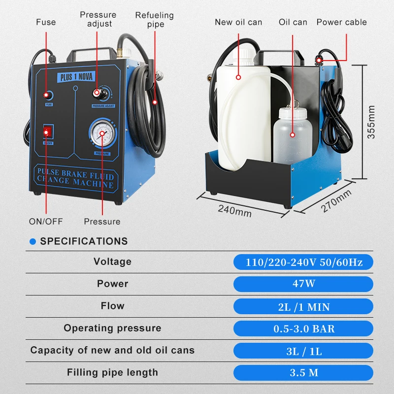 U-CAR PLUS 1 NOVA Pulse Brake Oil Changer Single Clutch Slave Cylinders Brake Extractor Oil Pump Machinefor 110/220V Power