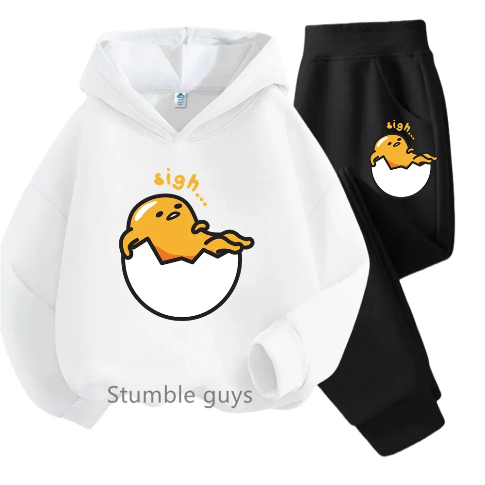 

Детский комплект с капюшоном Gudetama, зимняя милая одежда для девочек, одежда в стиле аниме для мальчиков, толстовка