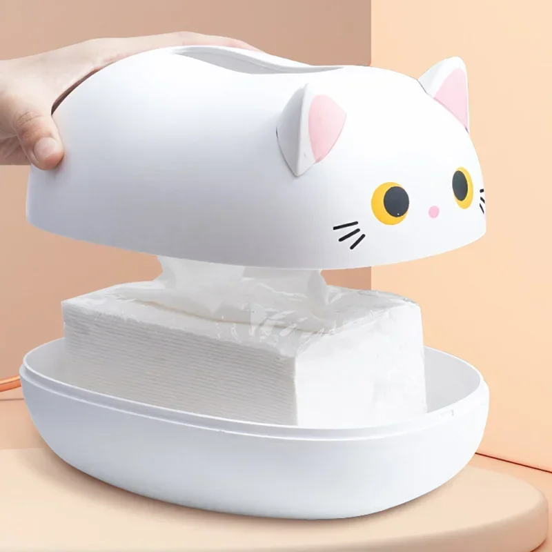 Kawaii Cat Tissue Box Kitchen Napkin Storage Box Wc Paper Container Desktop Toilet Paper Holder Nordic Style Home Decoration