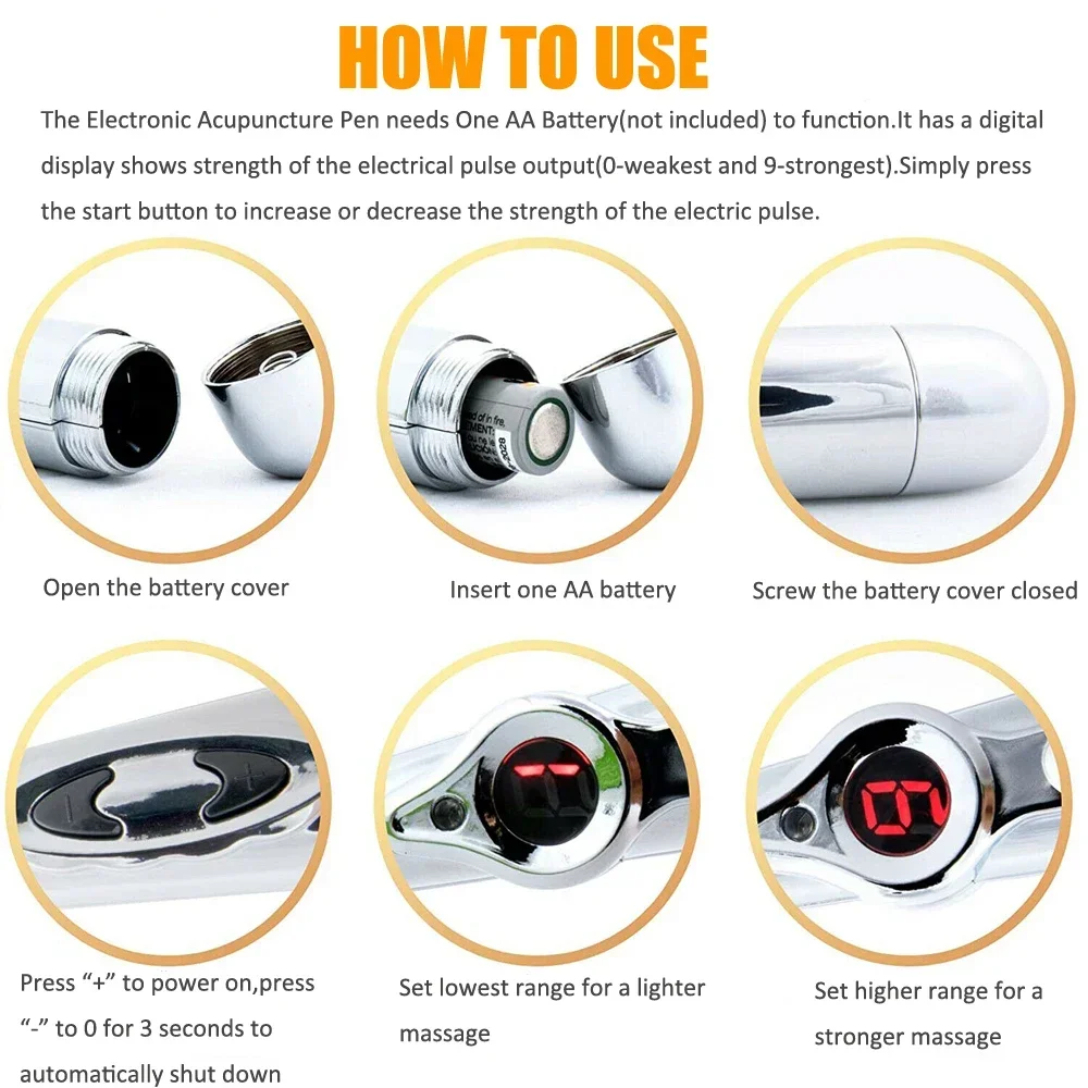 5 Heads Electronic Acupuncture Pen Smart Pulse Meridian Energy Massage Pen Pain Relief Therapy for Back Neck Face Beauty Roller