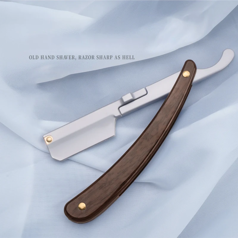 Складной нож для бритья из нержавеющей стали, прямая Бритва для бороды, инструмент для укладки волос, мужской ручной удобный триммер для волос, бритва, барбекю