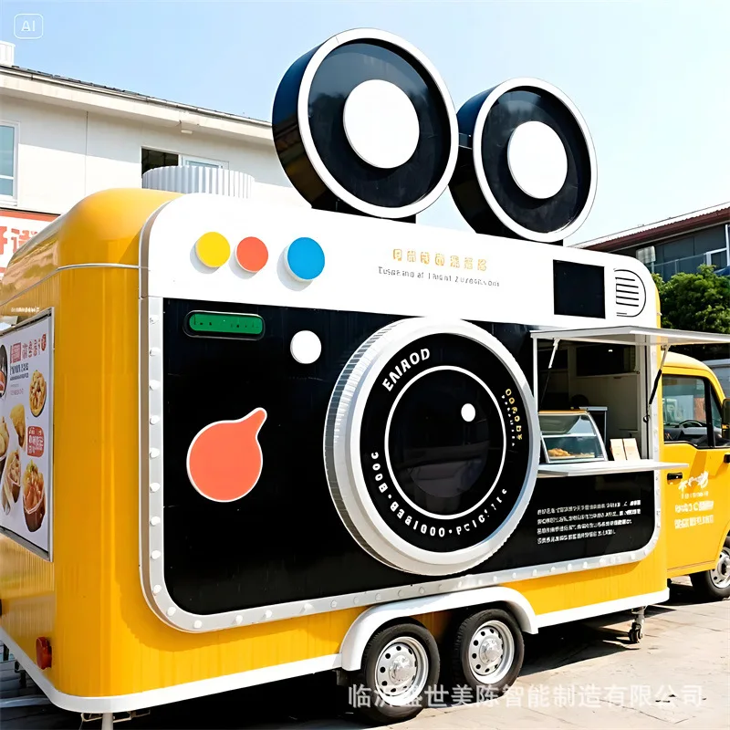 【New Design】Retro Camera Shaped Food Cart, Simulation Photo Booth Stall For Commercial Street Retail