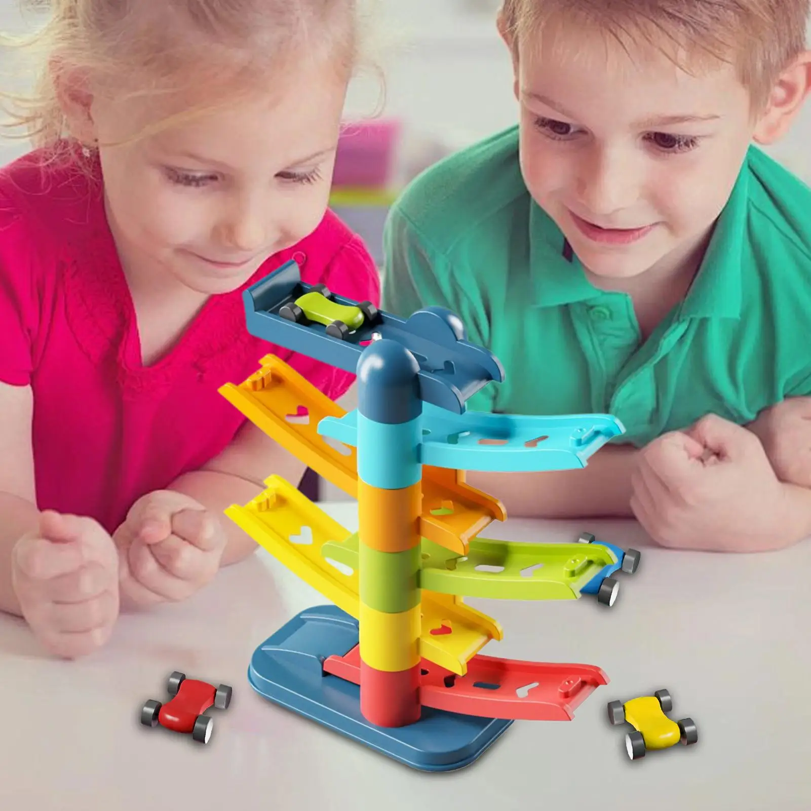 Race Track Racer Track ของเล่นเพื่อการศึกษา Interactive Motor Skills Ramp Playset สําหรับเด็กอายุมากกว่า 3 ปีเด็กวัยหัดเดินเด็ก