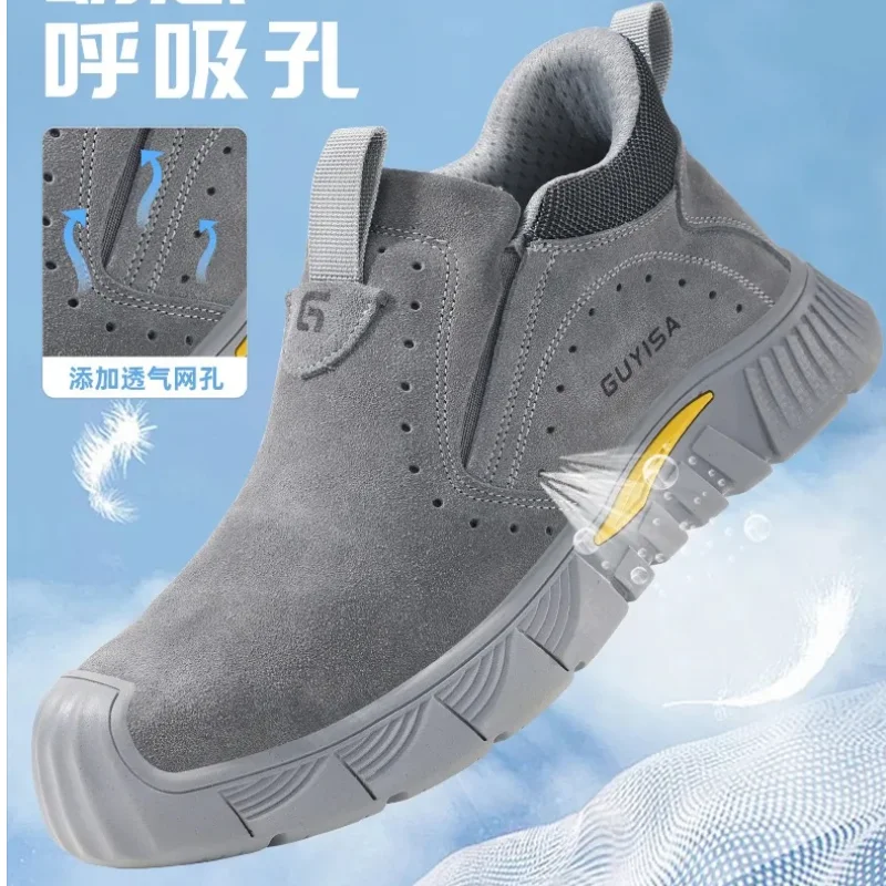 Wear-resistant and  safety shoes Welder's high top anti smashing and anti piercing men's steel toe shoes
