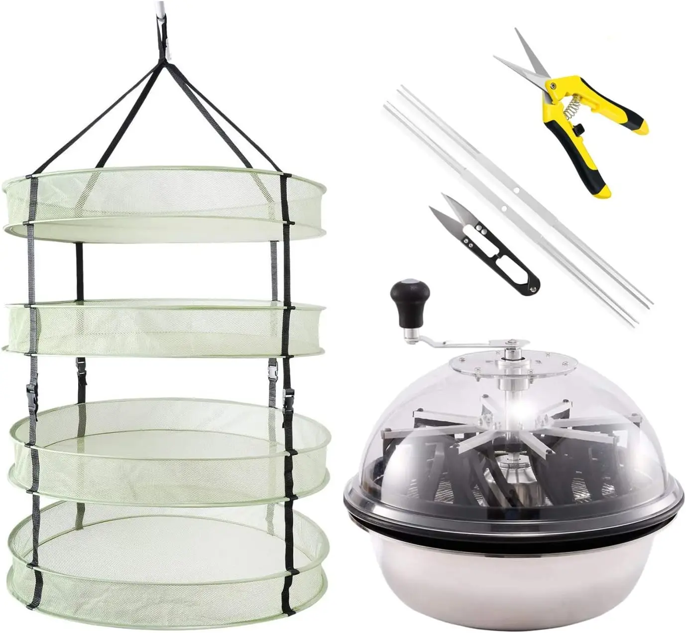 

16-дюймовый триммер для чаши с бутонами и листьями, витой отжим для растений и цветов, модернизированные шестерни, комбинированный, с 2-футовыми 4-слойными подвесными травами