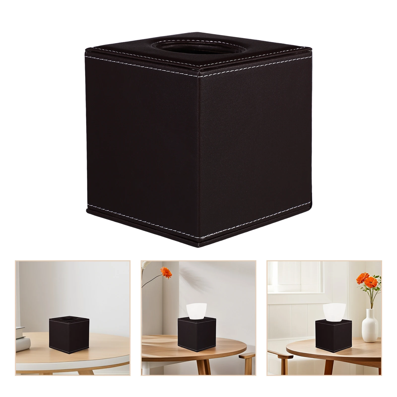

Tissue Box Toilet Paper Holder Stand Decorative Storage Pu Vintage Office