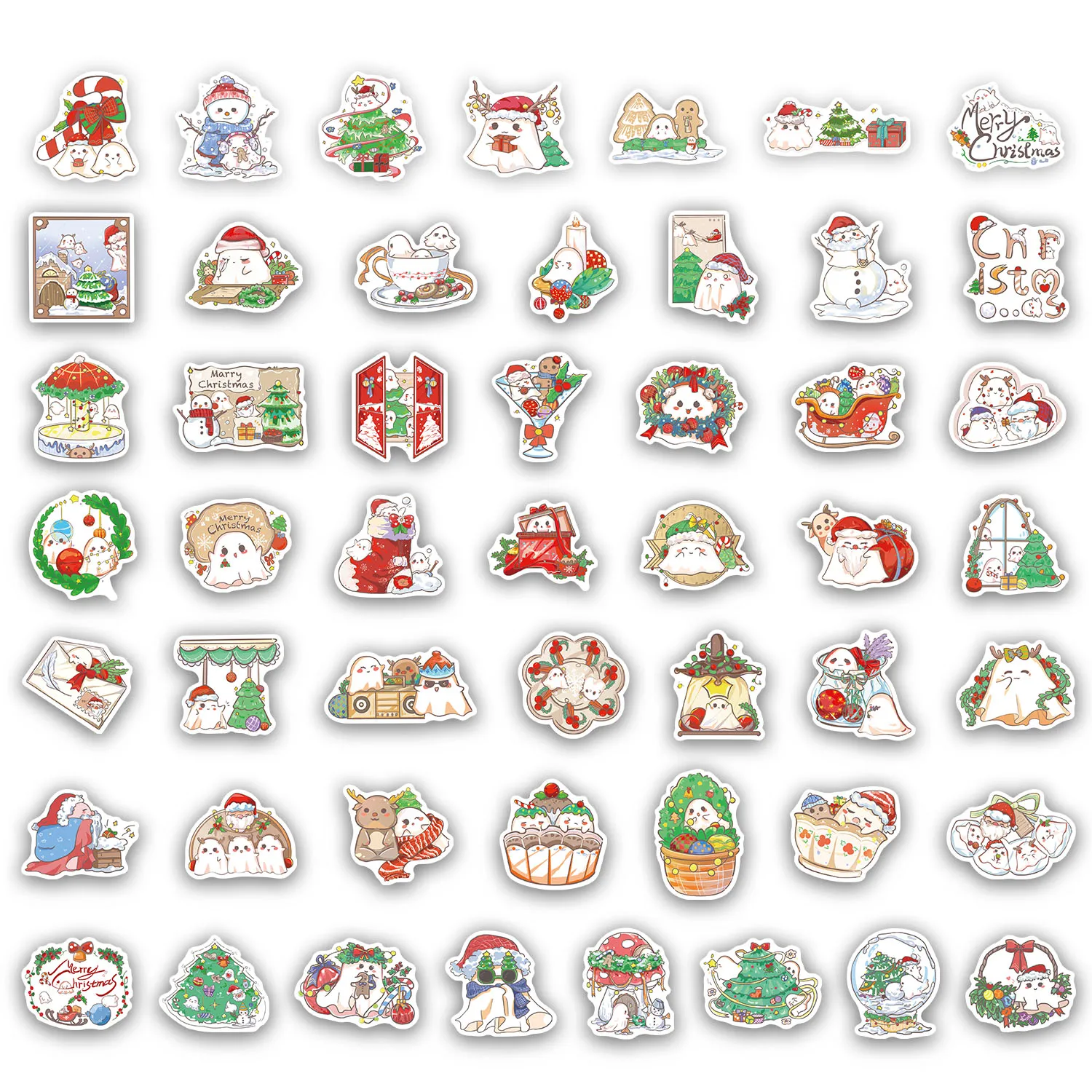 สติกเกอร์ลายผีคริสต์มาส 50 ชิ้น สำหรับตกแต่งเคสมือถือ แล็ปท็อป กระติกน้ำร้อน ของเล่น