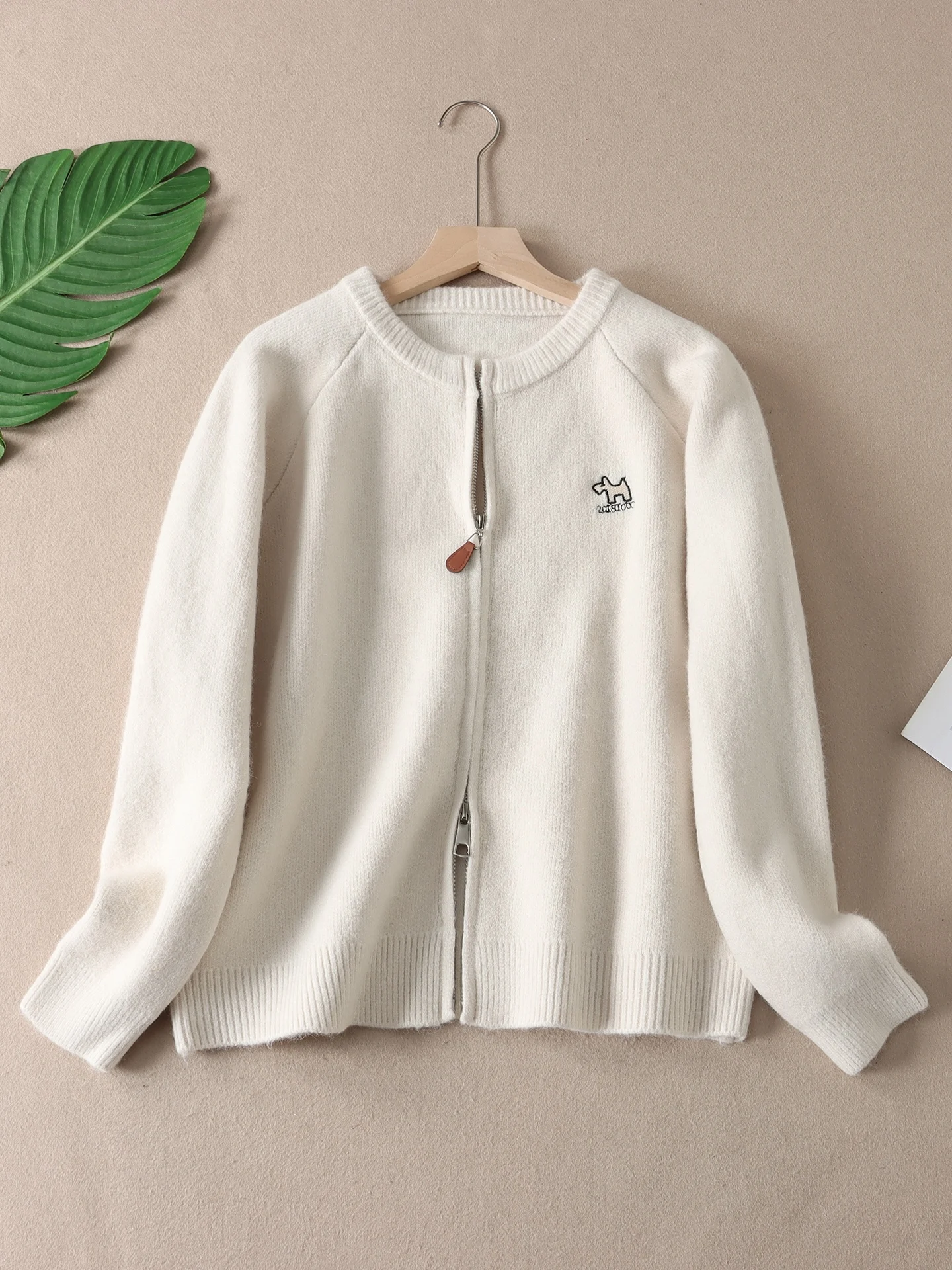 Faionable Herbst Winter Strickpullover Jaet Damen rund Ne Abnehmen Doppelreißverschluss Patchwork Bequeme Strickwaren