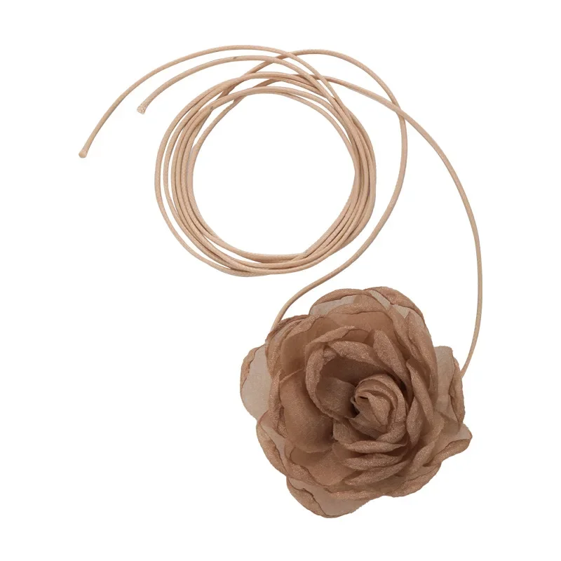 

Spring Collection Multi-Color Rose Neck Chain, French Choker Necklace, Elegant Collar Accessories for Women's Fashion Style