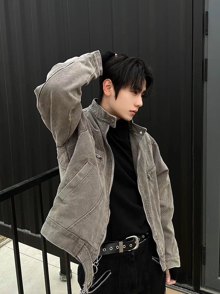 

Vintage Heavy Du ort Denim Jaet Men's Spring Autumn Workwear Sle oulder Length American Sle Cotton Jaet