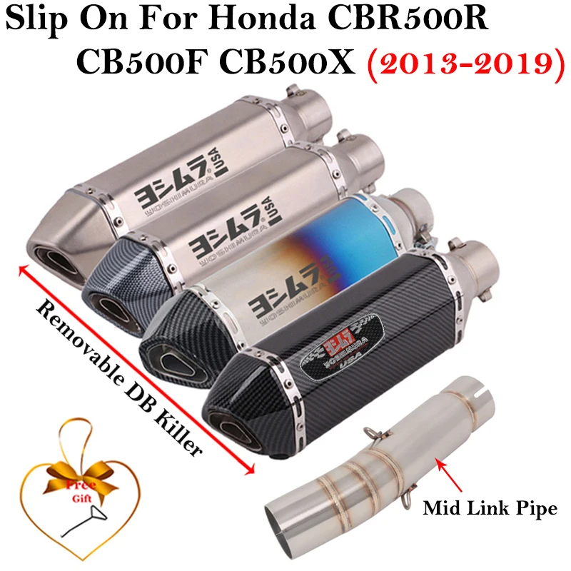 For Honda CBR500 CBR500X CB500F 2013 - 2020 Motorcycle Exhaust Escape Systems Modified With Middle Link Pipe Muffler DB Killer