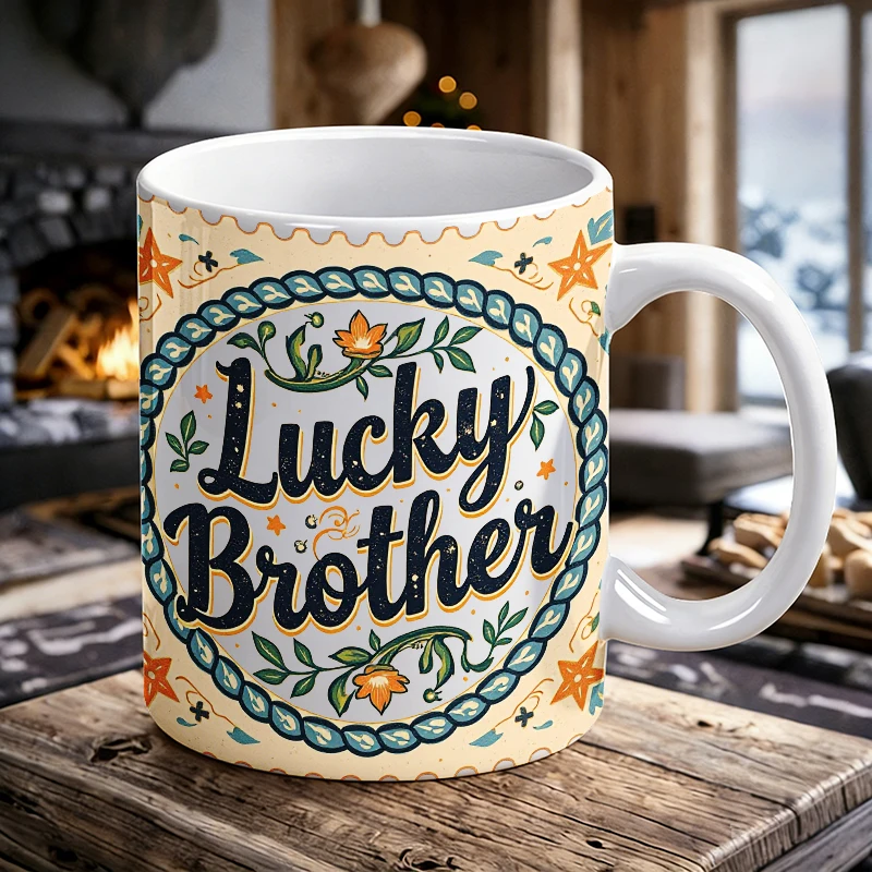 

2026 Fashion NEW Mug Coffee Cup Ceramic Cup Lucky Brother Vintage Floral StampSt. Patrick's Day NEW Mug