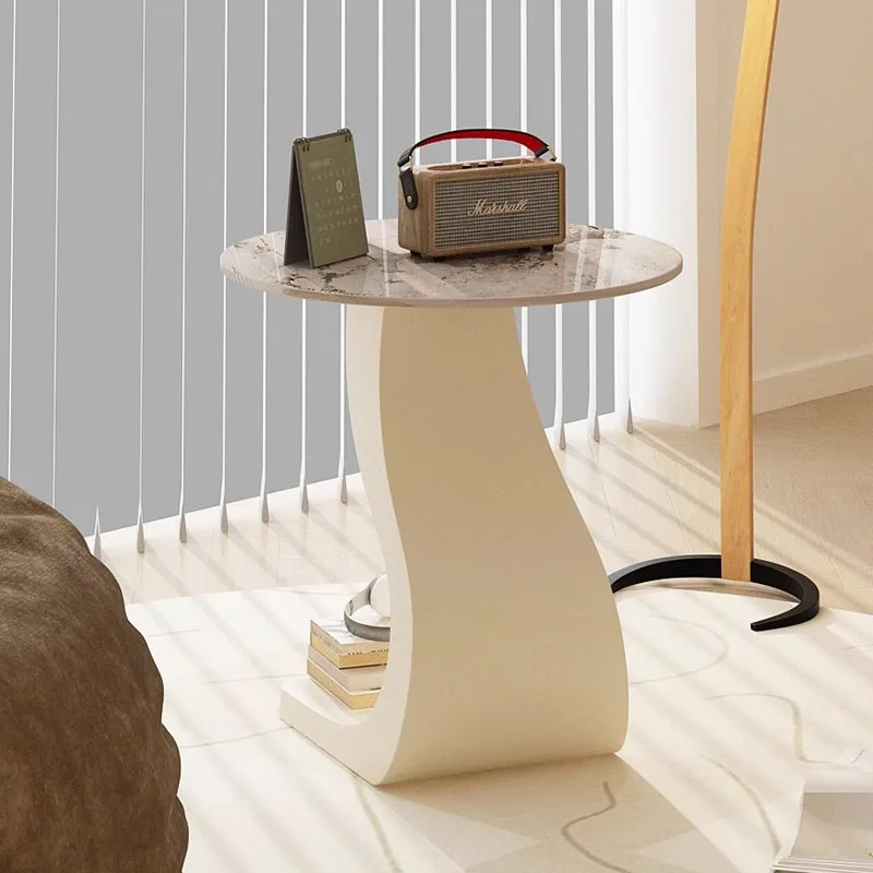 Mesa de Café que Economiza Espaço, Única e Minimalista, Mesa Lateral Redonda Estética, Designer Moderno, Mobiliário para Casa