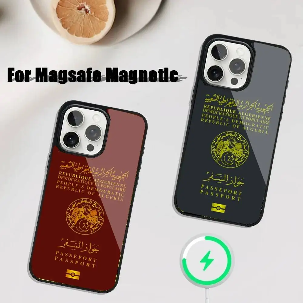 

Algerian Passport Phone Case For iPhone 16,15,14,13,12,11,Plus,Pro,Max Mini Magsafe Magnetic Wireless Charging